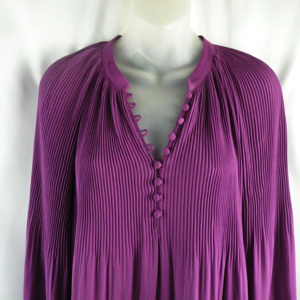 NWT LAUREN RALPH LAUREN Pleated Georgette Violet Blouse XL - Picture 3 of 6